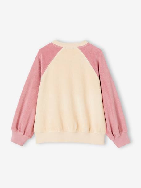 Sweat raglan en éponge motifs fleurs pop fille écru 2 - vertbaudet enfant 