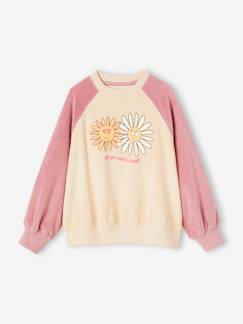 -Sweat raglan en éponge motifs fleurs pop fille