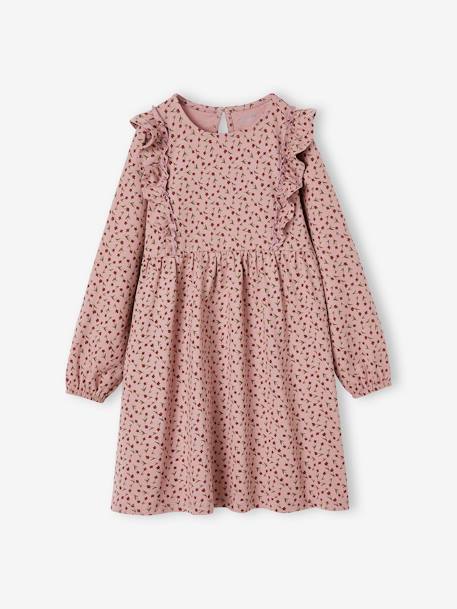 Robe imprimée fleurs fille manches volantées bleu grisé+écru+vieux rose 7 - vertbaudet enfant 