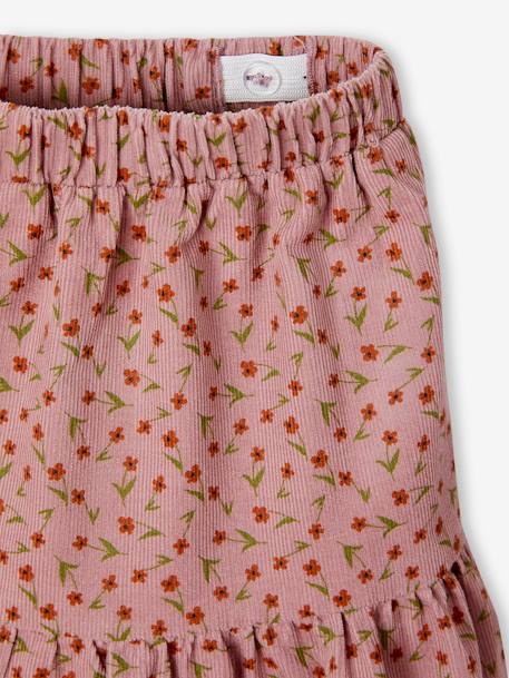 Jupe à volant en velours imprimé fleurs fille vert+vieux rose 8 - vertbaudet enfant 