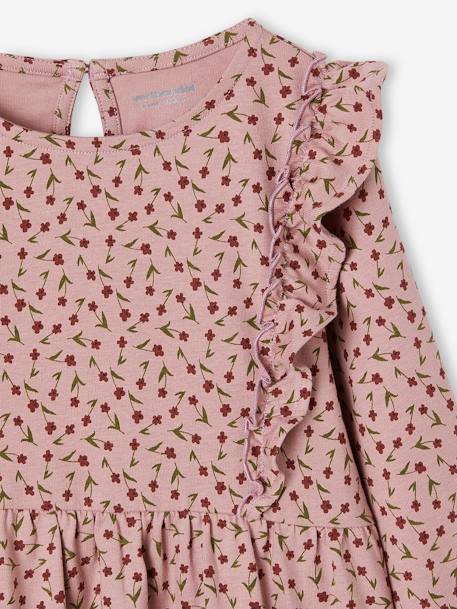 Robe imprimée fleurs fille manches volantées bleu grisé+vieux rose 6 - vertbaudet enfant 