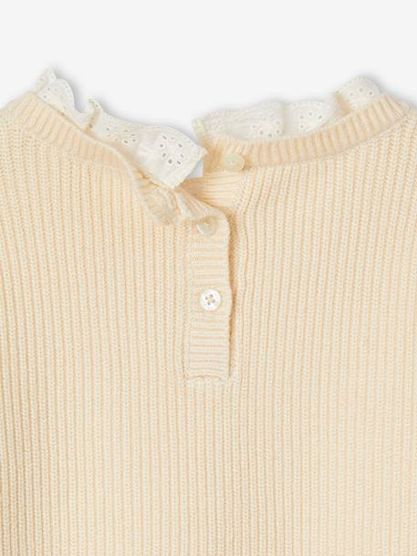 Pull col fantaisie forme loose fille beige poudré+rose bonbon 6 - vertbaudet enfant 