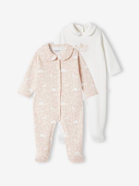 Lot de 2 dors-bien 'animaux' bébé fille en coton bio bleu jean+rose poudré 8 - vertbaudet enfant 