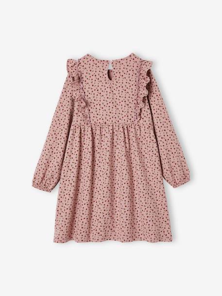 Robe imprimée fleurs fille manches volantées bleu grisé+écru+vieux rose 8 - vertbaudet enfant 