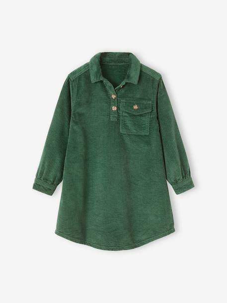 Robe chemise en velours côtelé fille vert anglais 1 - vertbaudet enfant 