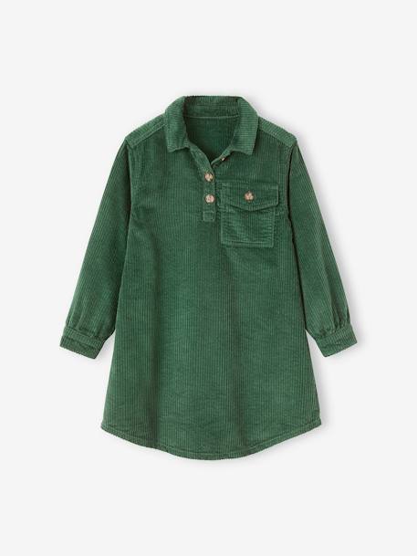 Robe chemise en velours côtelé fille cannelle+vert anglais 4 - vertbaudet enfant 