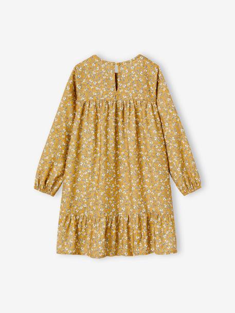 Robe à smocks motifs fleurs fille manches longues marine+moutarde 6 - vertbaudet enfant 