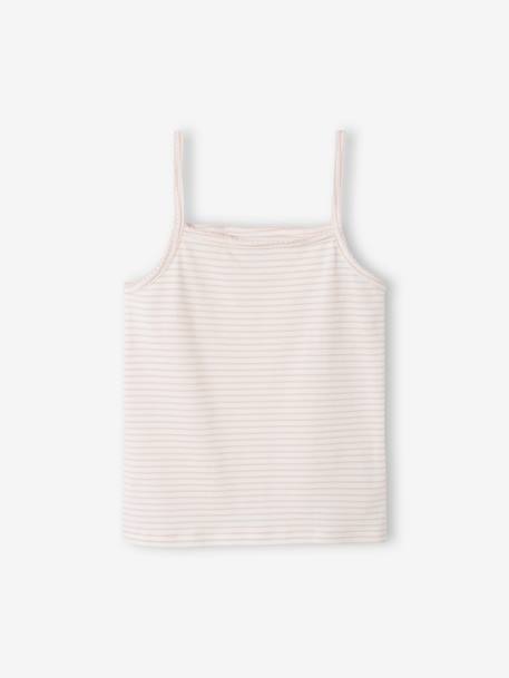 Lot de 3 débardeurs fantaisie fille BASICS écru 2 - vertbaudet enfant 