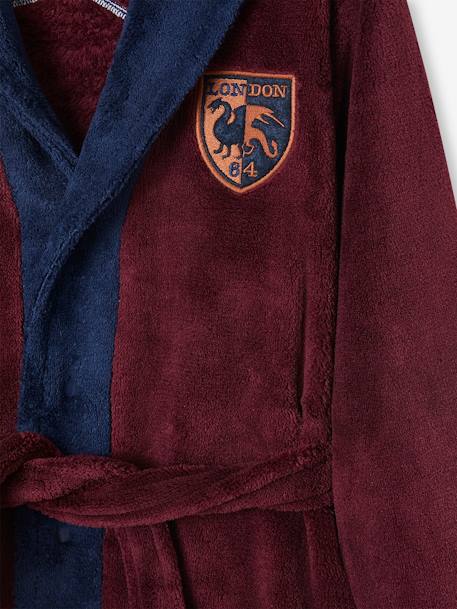 Robe de chambre en maille polaire blason garçon bordeaux 2 - vertbaudet enfant 