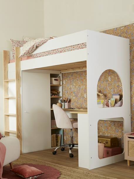 Lit mezzanine avec bureau et rangement COMBINID blanc 1 - vertbaudet enfant 