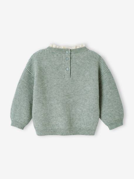 Pull en côte perlée bébé col en broderie anglaise marine+rayé marine+vert sauge 15 - vertbaudet enfant 