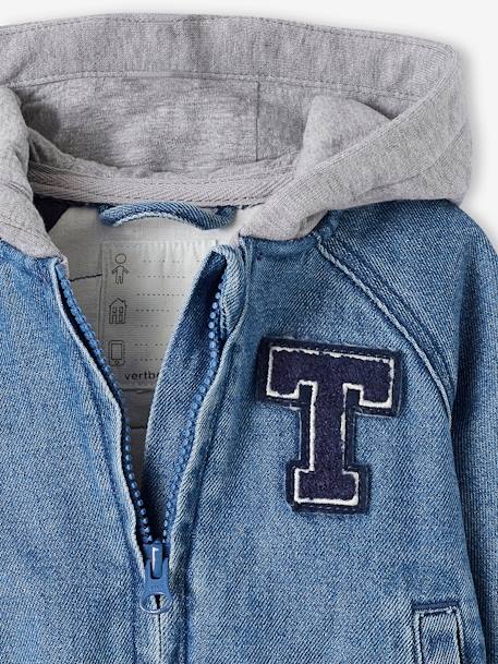 Blouson doublé en denim bébé capuche en molleton stone 3 - vertbaudet enfant 