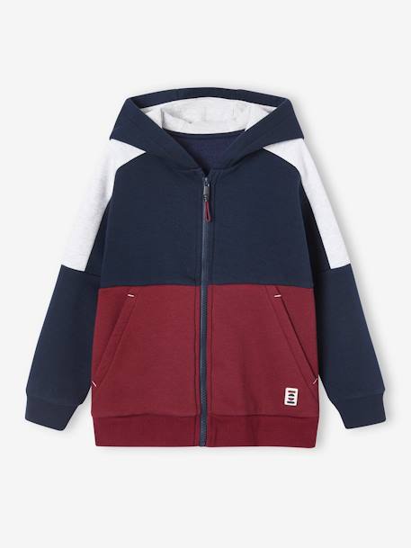 Garçon-Pull, gilet, sweat-Sweat-Sweat zippé à capuche effet colorblock sport garçon