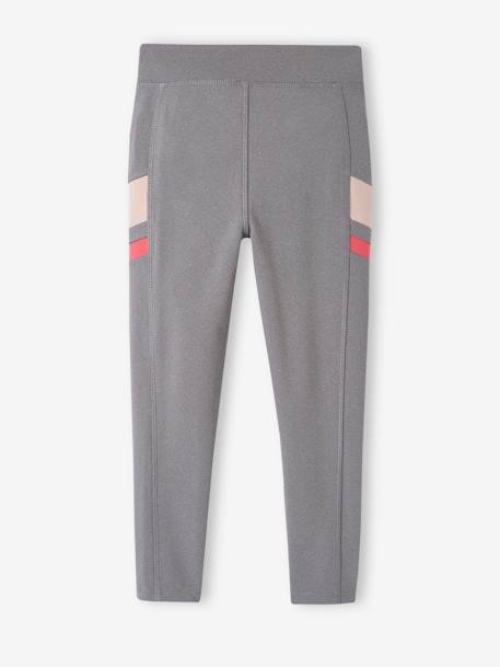 Legging sport en matière technique fille détails côtés fantaisie gris chiné 2 - vertbaudet enfant 