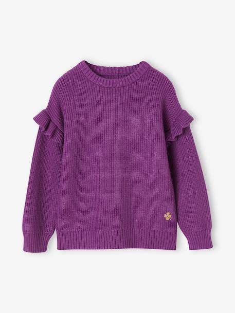 Pull manches volantées fille écru+vanille+violet 11 - vertbaudet enfant 