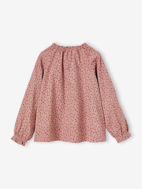 Blouse à fleurs en velours milleraies fille vert d'eau+vieux rose 8 - vertbaudet enfant 