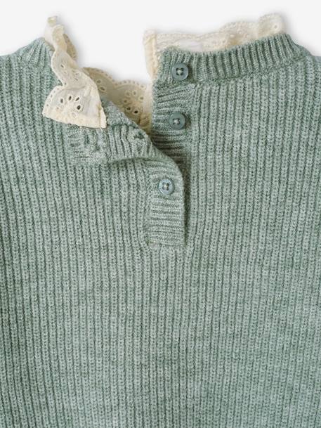 Pull en côte perlée bébé col en broderie anglaise marine+rayé marine+vert sauge 17 - vertbaudet enfant 