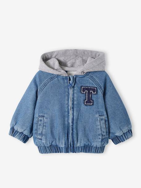 Bébé-Blouson doublé en denim bébé capuche en molleton