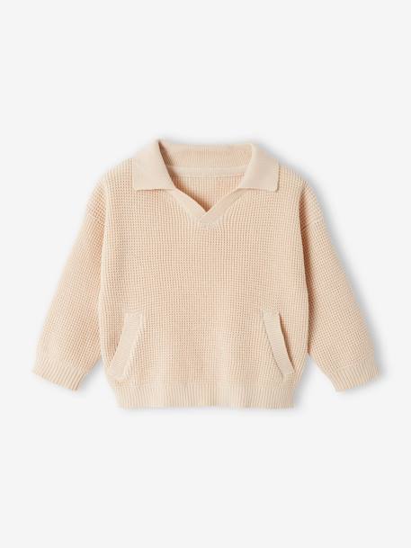 Pull col polo bébé écru 1 - vertbaudet enfant 