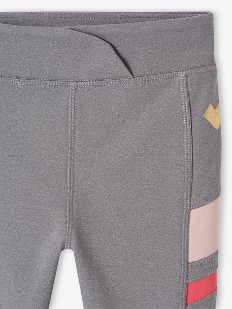 Legging sport en matière technique fille détails côtés fantaisie gris chiné 3 - vertbaudet enfant 