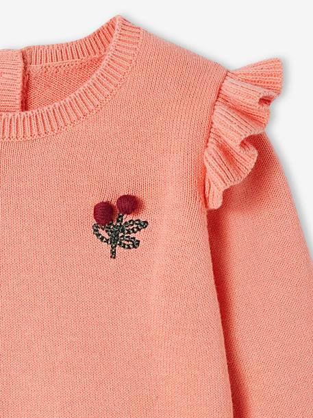 Pull à volants cerise bébé avec pompons rose 3 - vertbaudet enfant 