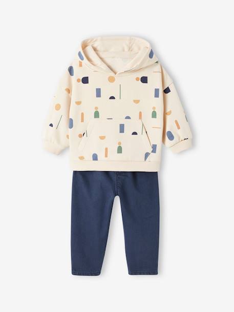 Ensemble bébé sweat en molleton et pantalon en sergé bleu nuit 2 - vertbaudet enfant 