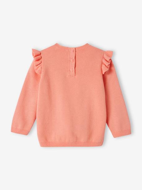 Pull à volants cerise bébé avec pompons rose 2 - vertbaudet enfant 