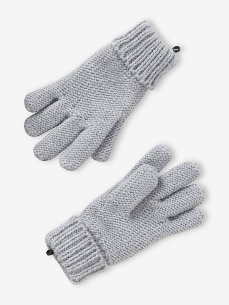 Ensemble bonnet + snood + gants ou moufles pompons fille gris chiné 4 - vertbaudet enfant 