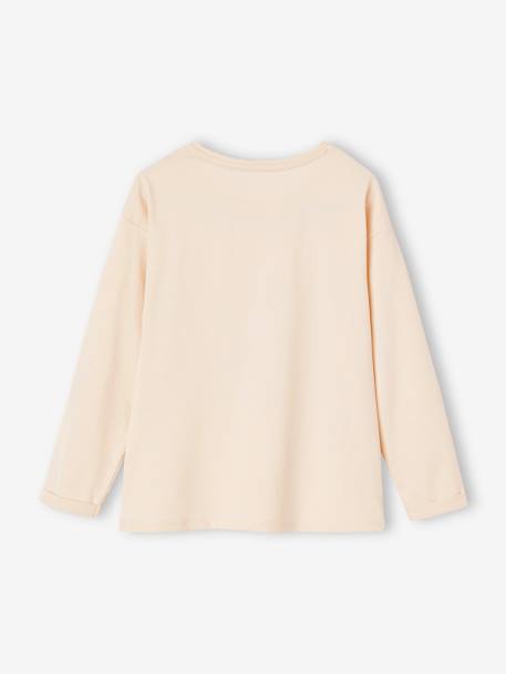 Tee-shirt 'Egérie' détails fantaisie fille manches longues beige poudré+vieux rose 4 - vertbaudet enfant 