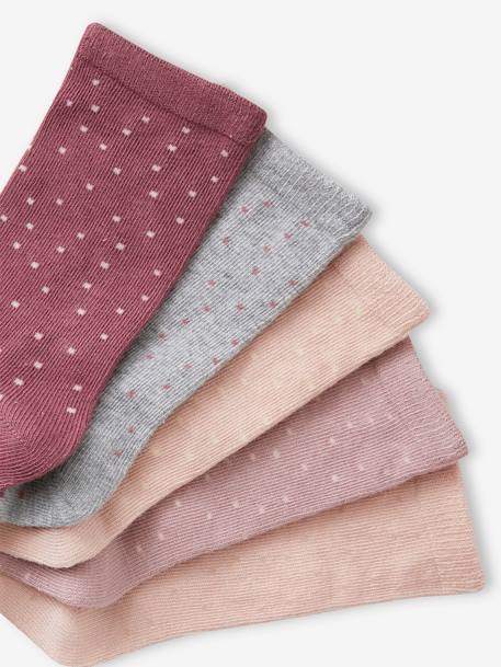 Lot de 5 paires de chaussettes à pois fille vieux rose 2 - vertbaudet enfant 