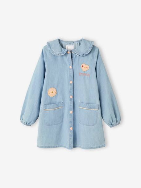 Tablier d'écolière en denim léger personnalisable fille bleu jean 7 - vertbaudet enfant 