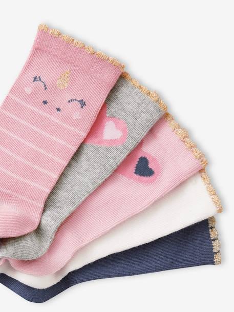 Lot de 5 paires de chaussettes licornes et coeurs fille rose 2 - vertbaudet enfant 