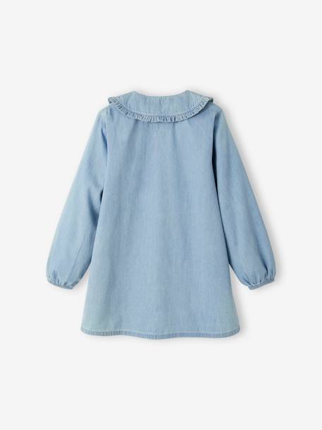 Tablier d'écolière en denim léger personnalisable fille bleu jean 2 - vertbaudet enfant 