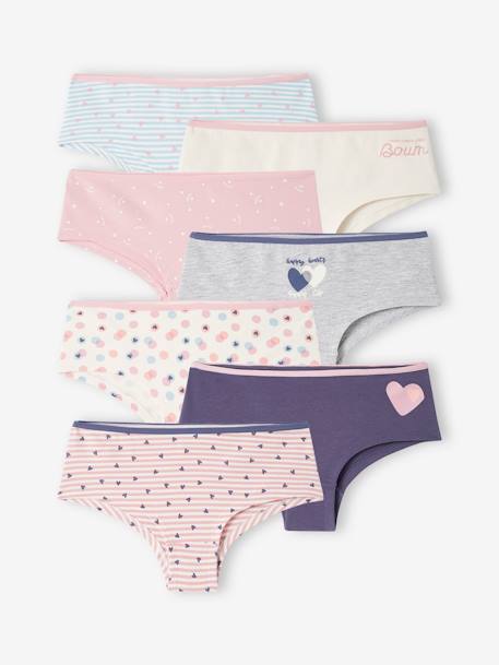 Fille-Sous-vêtement-Lot de 7 shorties coeurs fille