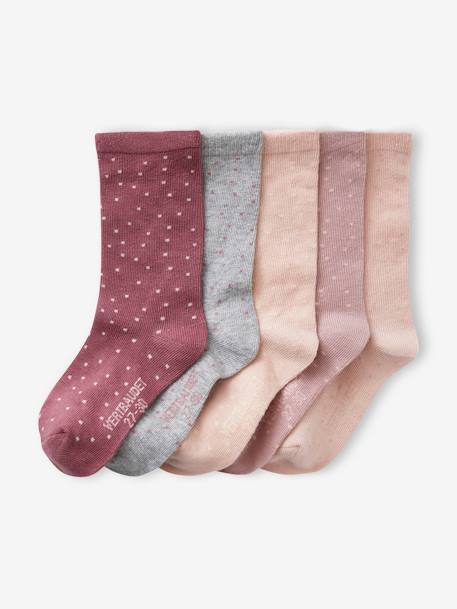 Fille-Sous-vêtement-Lot de 5 paires de chaussettes à pois fille