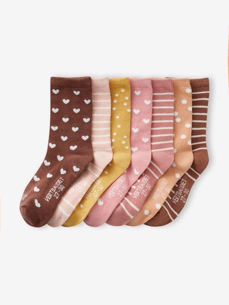 Lot de 7 paires de chaussettes fille semainier noisette 1 - vertbaudet enfant 