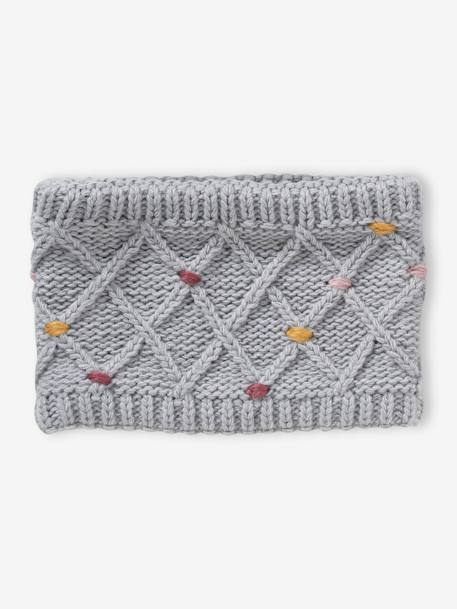 Ensemble bonnet + snood + gants ou moufles pompons fille gris chiné 3 - vertbaudet enfant 