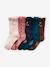 Lot de 5 paires de chaussettes coeurs en maille torsadée et côtelée fille rose poudré 1 - vertbaudet enfant 