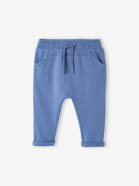 Pantalon molleton bébé garçon uni BASICS bleu ardoise+bleu clair+brique+caramel+gris clair chiné+Marine grisé+tilleul foncé 1 - vertbaudet enfant 