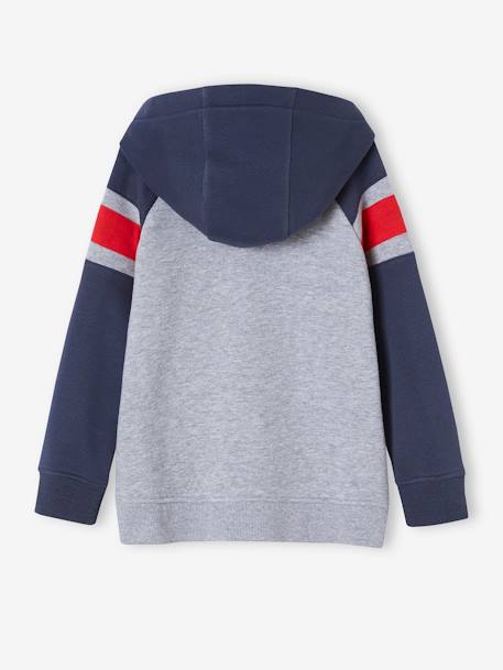 Sweat à capuche motif graphique manches raglan garçon bleu nuit+noix de pécan+vert anglais 3 - vertbaudet enfant 