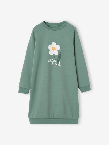 Robe Basics en molleton fille rose poudré+vert émeraude 8 - vertbaudet enfant 