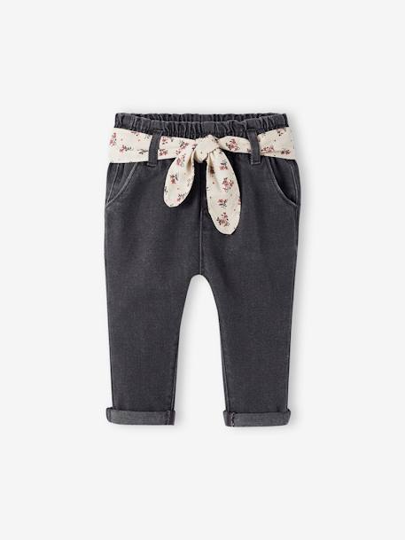 Jean avec ceinture en tissu bébé denim brut+denim gris+denim stone 5 - vertbaudet enfant 