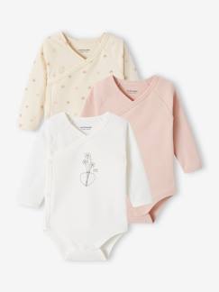 Lot de 3 bodies bouquets bébé manches longues ouverture naissance  - vertbaudet enfant