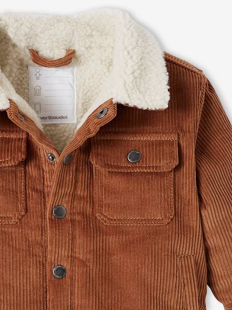 Veste en velours côtelé Bébé doublée fausse fourrure marron 3 - vertbaudet enfant 