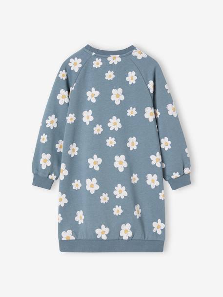 Robe en molleton fleurs pop fille bleu grisé+camel 2 - vertbaudet enfant 