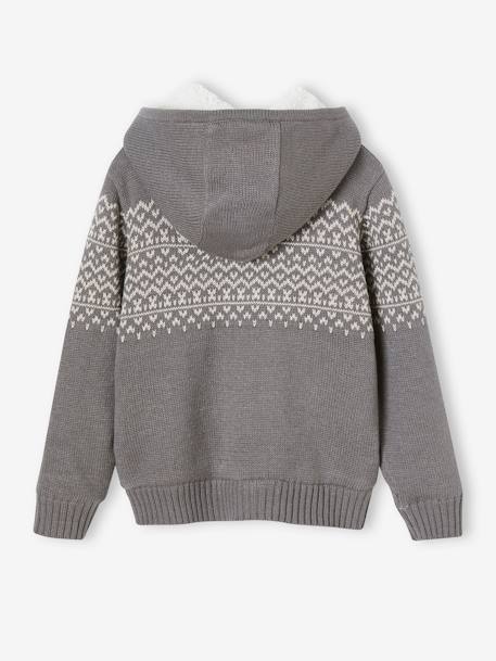 Gilet zippé à capuche garçon doublé sherpa gris chiné+marine 2 - vertbaudet enfant 