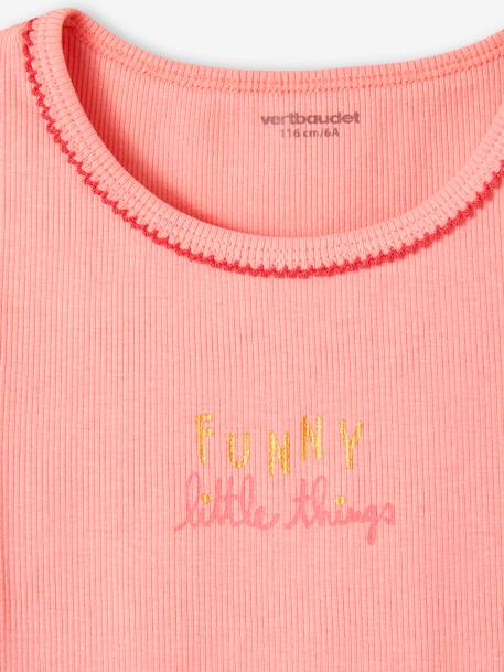 Lot de 3 T-shirts fantaisie manches courtes en maille côtelée fille rose nude 6 - vertbaudet enfant 