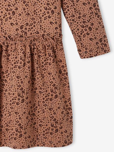 Robe Basics imprimée fille manches longues marron imprimé+rose imprimé+rose poudré 5 - vertbaudet enfant 