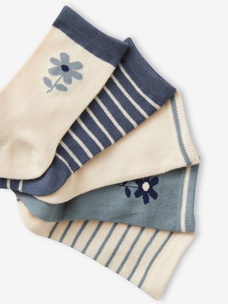 Lot de 5 paires de chaussettes fleurs/rayures fille marine 2 - vertbaudet enfant 