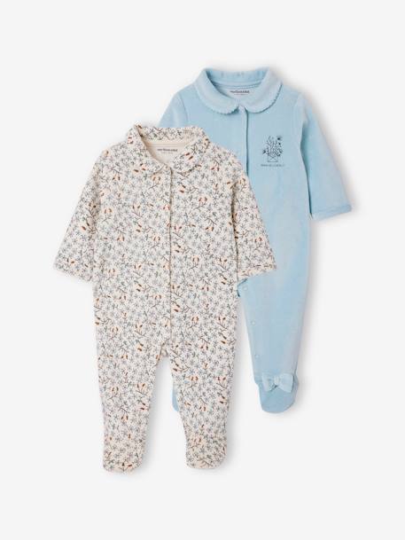 Lot de 2 dors-bien bébé en velours bleu ciel 1 - vertbaudet enfant 